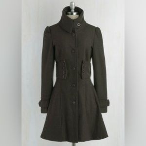 RD Style Dark Olive Green Wool Blend Coat